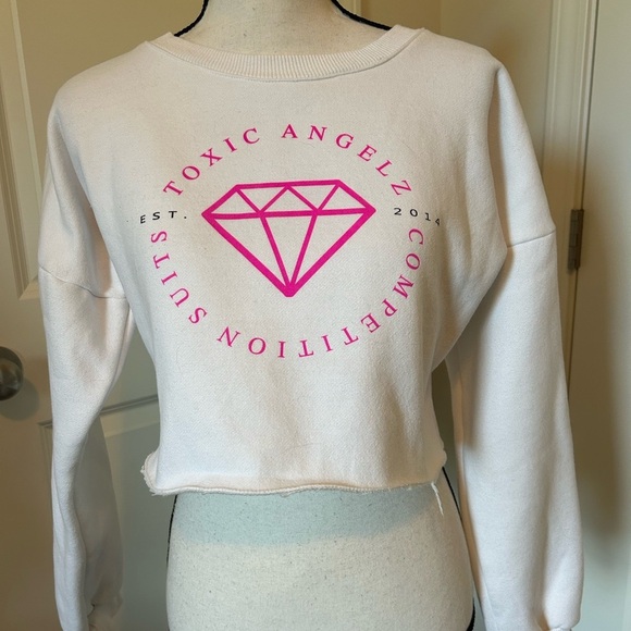 Toxic Angels soft white crop crew neck sweatshirt - Picture 2 of 4